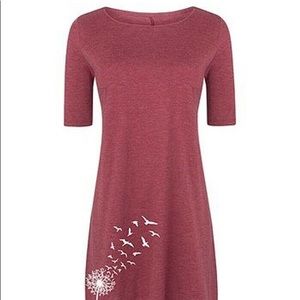 Instant Message pink dress dandelion birds large